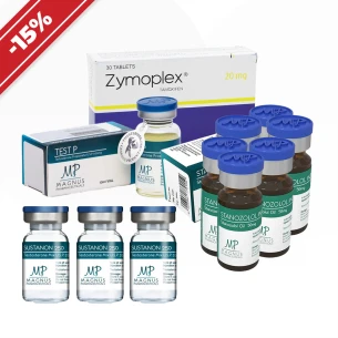 Kraftkurs: erfahren. Testosteronmix + Stanozolol (Suspension) + Testosteronpropionat